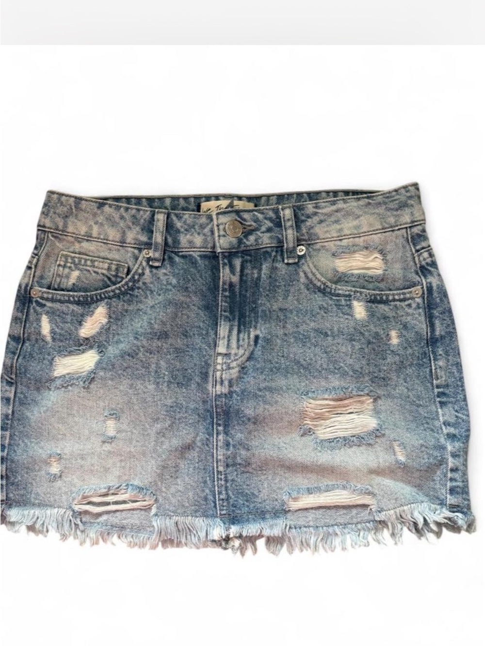 We the Free - Distressed Denim Mini Skirt - Blue